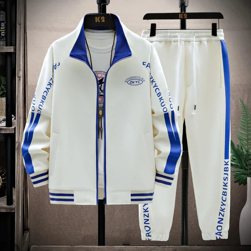 sportswear set mens track suit jacket sports pants 2piece spring and autumn long sleeved 240903