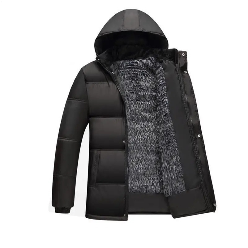 Waterproof Winter Jacket Men Hoodied Parka Warm Coat Thicken Fleece Zipper s Jackets Plus Size 4XL 240913