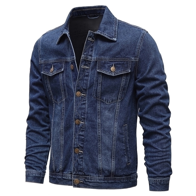 Mens Jackets Spring Autumn Men Denim Jackets Casual Solid Color Lapel Single Breasted Jeans Jacket Men Slim Fit Cotton Outwear Jackets 5xlM 221006