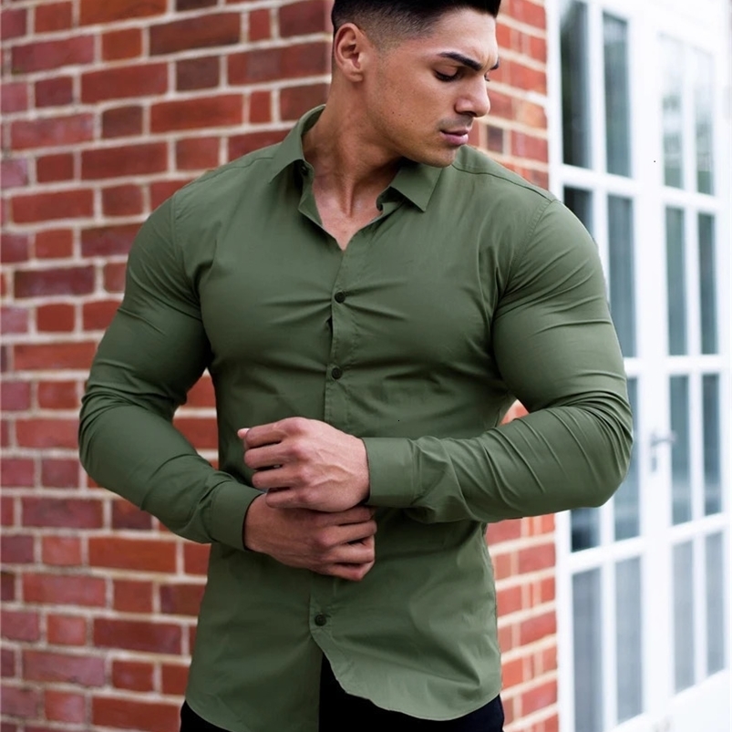 Autumn fashion long sleeved mens ultra-thin slim fit mens casual social business dress mens fitness sportswear 250207