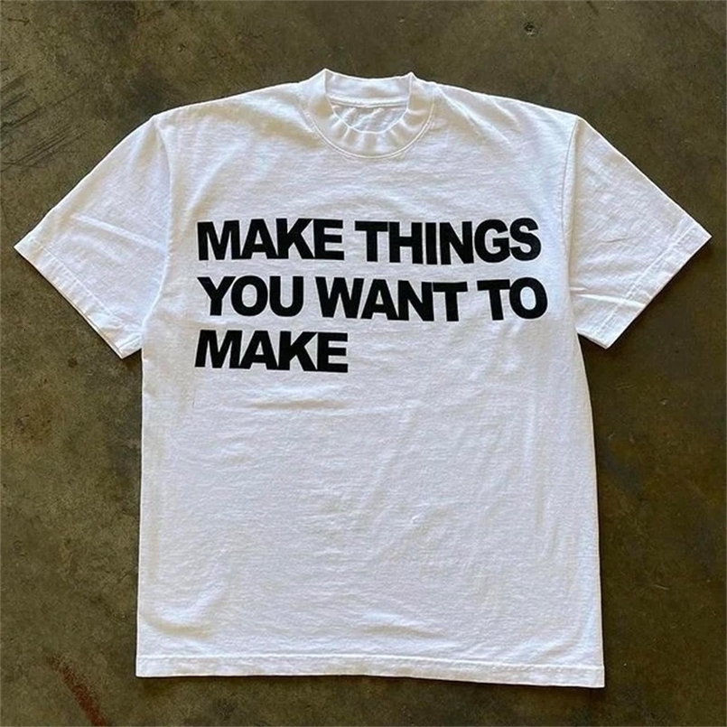 Grunge Harajuku Rap Letter Print Pure Cotton American T-shirt Casual Loose Fashion Streetwear Vintage Y2K Gothic Hip Hop Top Tee 240823