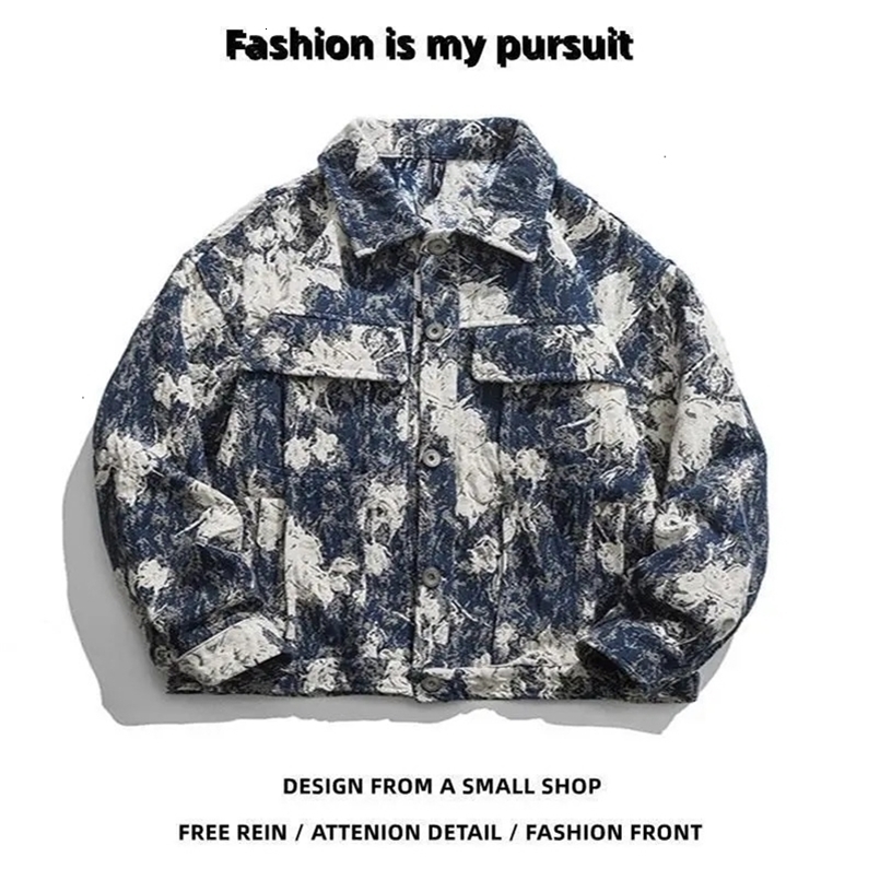 Japanese Vintage Distressed Color Denim Jacket For Men Trendy American Style Casual Street Couple Bf Cool Jacket 240829