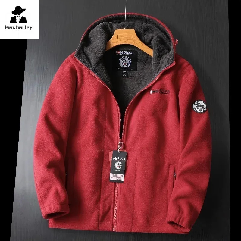 Winter Wool Jacket Mens Highend Embroidered Thickened Fleece Windproof Jacket Outdoor Snow Coldproof Mens Warm Hooded Coat 250917Z