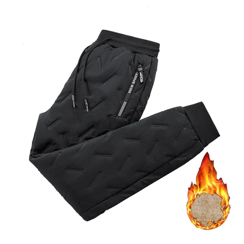 Windproof down pants loose sports pants casual and warm mens wool pants winter velvet thick cashmere pants 241111