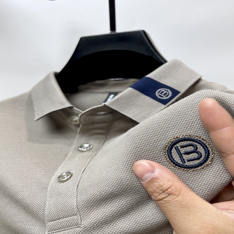 Mens Polos 100% cotton POLO shirt mens shortsleeved lapel T summer fashion letter embroidery Paul casual wear top 230504