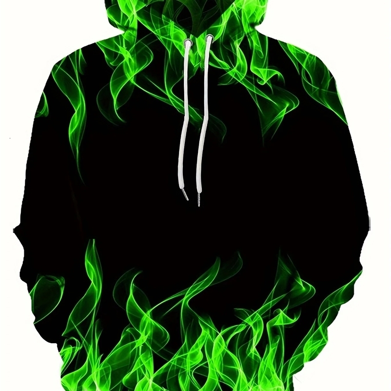 Creative Flame 3D Print Hoodie Cool Hoodies MensSpring Autumn Pullover Hooded SweatshirtOversized Harajuku Y2k Clothes 240703