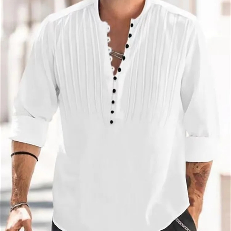 Men's Casual Shirts Men's Casual Blouse Cotton Linen Shirt Loose Tops Long Sleeve Tee Shirt Spring Autumn Casual Handsome Men Shirts 23102