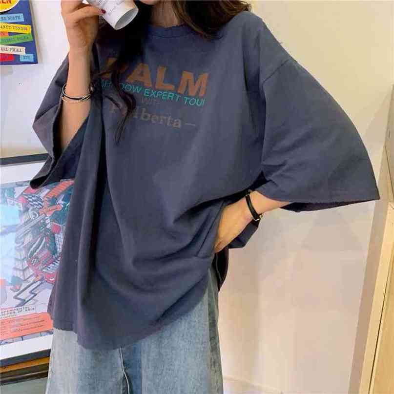 Women Summer Casual T-shirts New Fashion Korean Style Streetwear Harajuku T shirt Female Loose Cotton Tops Tees P346 210322