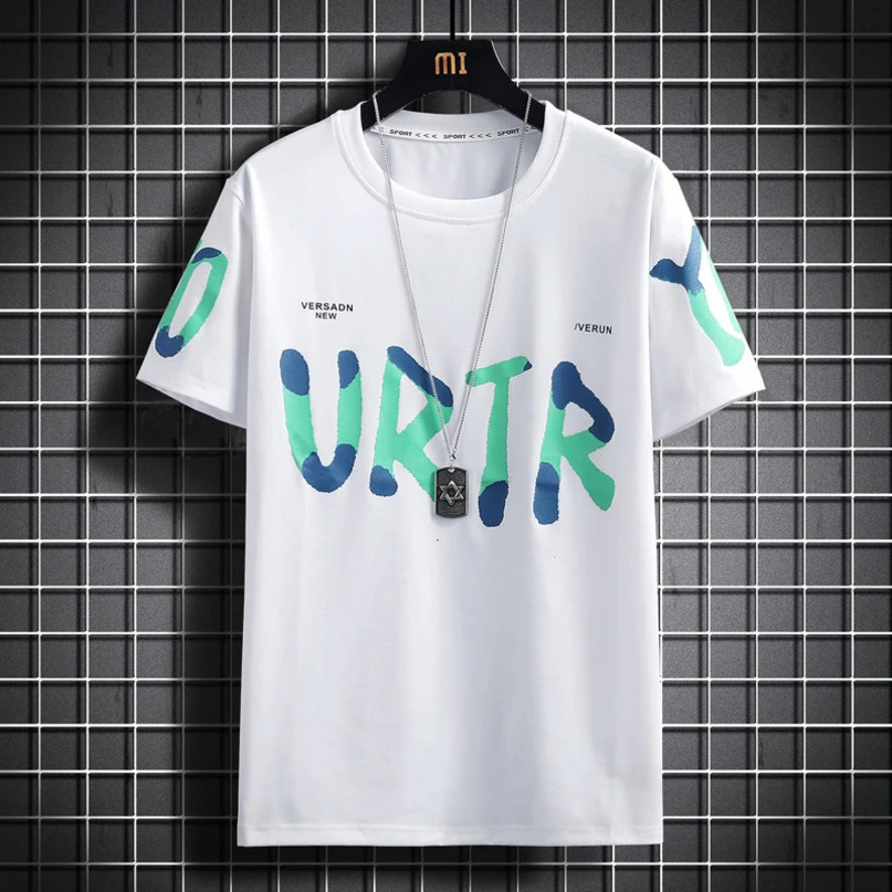 Fashion Summer Mens Cotton TShirts Casual Loose Top Tees Streetwear Tshirt Outdoor Sports Short Sleeve Pullovers Clothing 240531