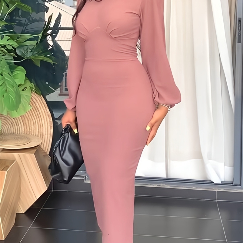 Party Dresses CM.YAYA Women Cut Out Lantern Long Sleeve Bodycon Bandage Croset Long Maxi Dress Summer Sexy Party Midi Vestidos Dresses 230211