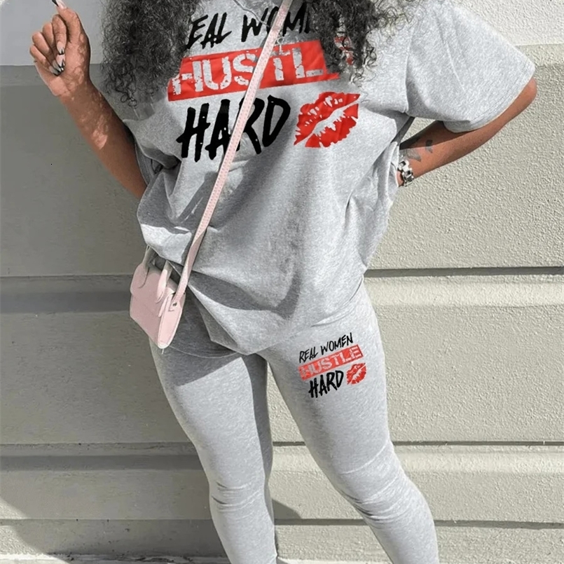 LW Plus Size Two pieces sets Print Pants Set Spring summer casual short sleeve T-shirt trousers women matching tracksuit set 240810