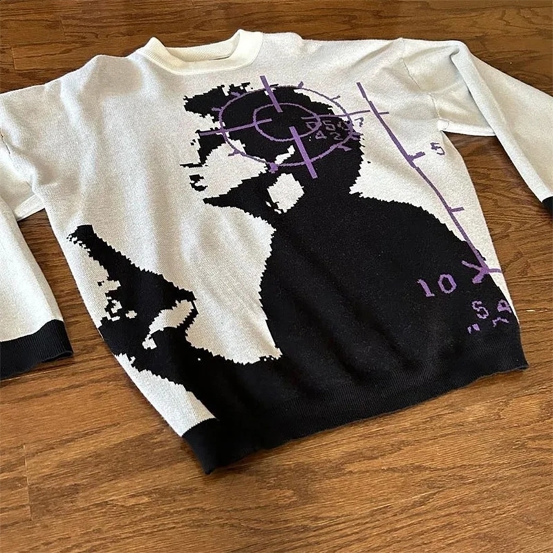 Mens Y2k Winter Sweater Pullovers Knit Long Sleeve Tops Hip Hop Korean Fashion Harajuku Jumper Gorhic Coat Streetwear Clothing 240725