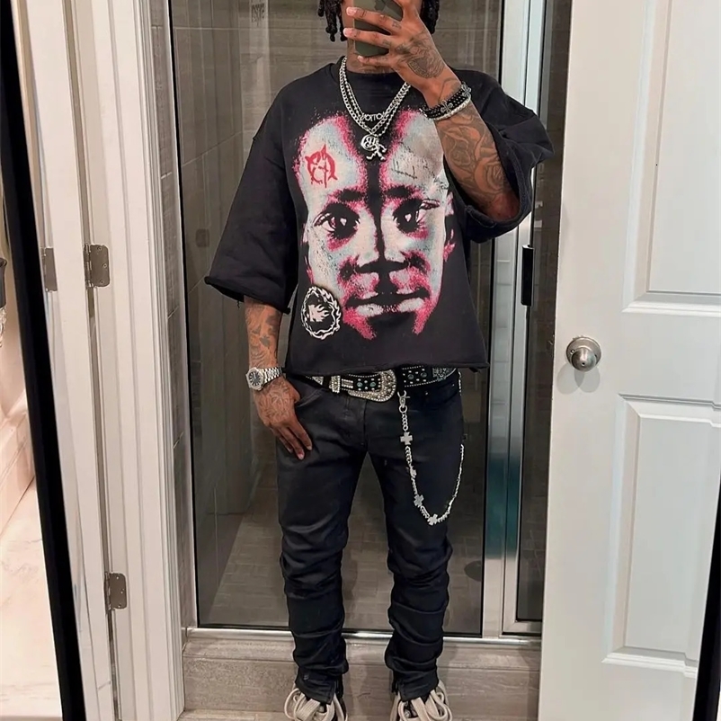 American vintage graphic t shirts y2k tops Harajuku streetwear Couples oversized t shirt Gothic clothes men clothing 240716