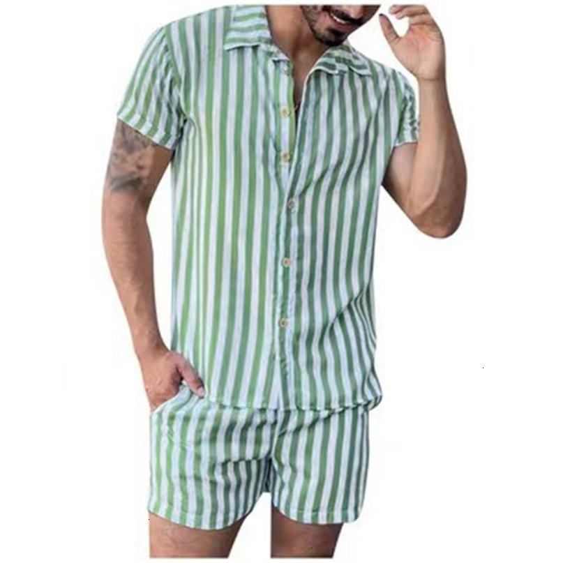 Mens Tracksuits Fashion Hawaiian Shirt Set Printing Short Sleeve Summer Casual Floral Beach Two Piece Men Sets S4XL 230707