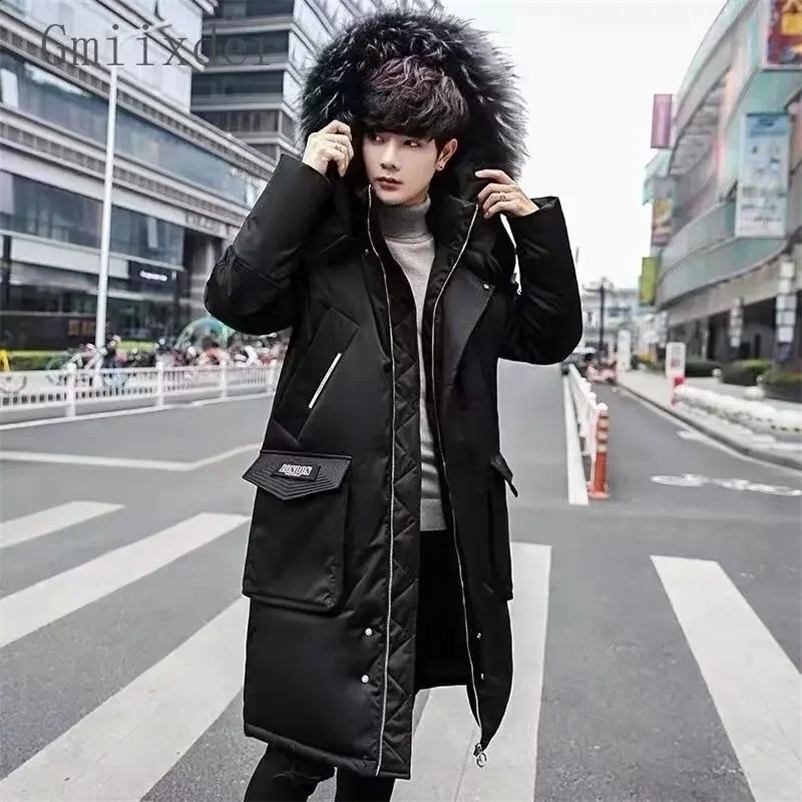 Autumn Winter Thickened Warm Cold-proof Mid-length Over-the-knee Jackets Mens Loose Casual High Street Parkas Male Clothes 240913