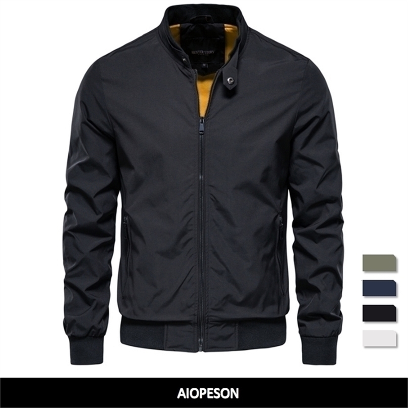 Mens Jackets AIOPESON Solid Color Baseball Jacket Men Casual Stand Collar Bomber Mens Jackets Autumn High Quality Slim Fit Jackets for Men 221006