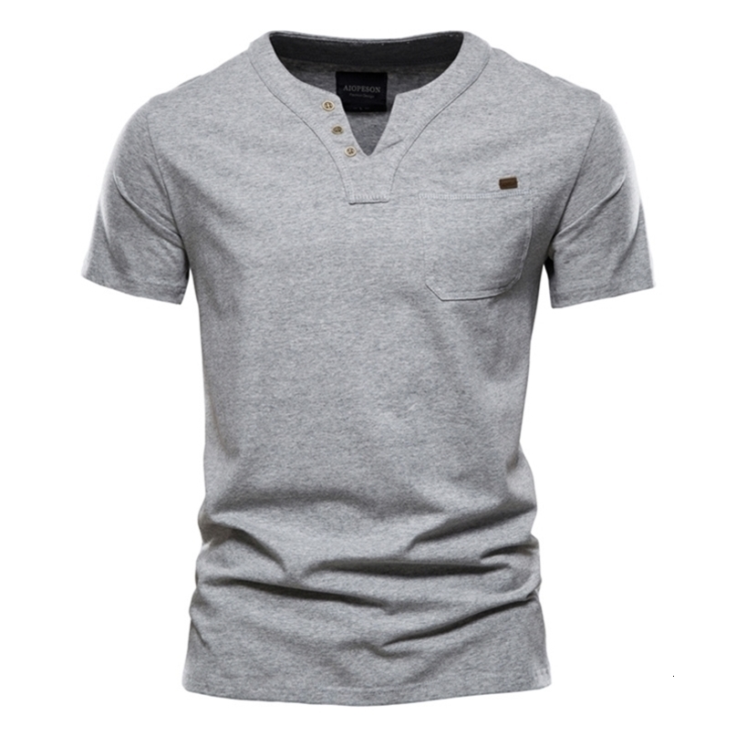 AIOPESON Casual Cotton Mens T Shirts Solid Color Classic V-neck T Shirt Men Summer High Quality Short Sleeve Top Tees Men 210707