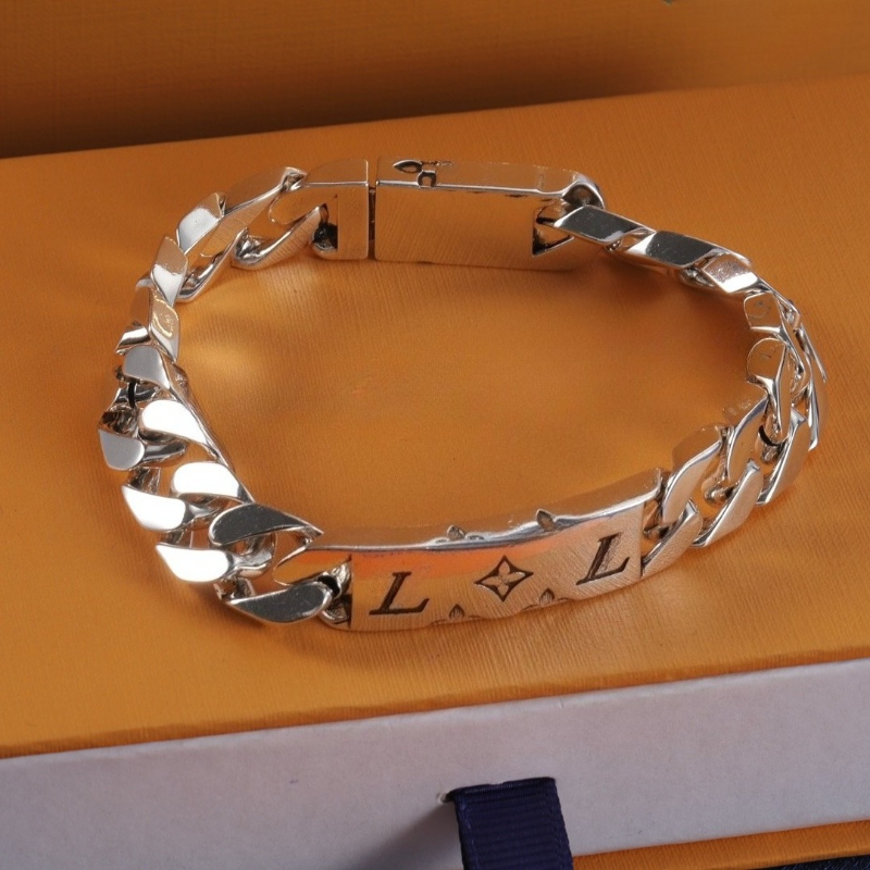 Designer Men's Titanium Steel Fashionable Cuban Engraved Printed Letters Couple Bracelet Holiday Gift High Quality Heavy Workmanship