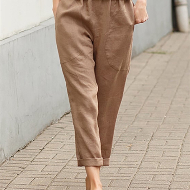 Women's Pants Capris Spring and Summer Women's Large Pockets Solid Comfort Cotton Linen Casual Pants Straight Pockets 230331