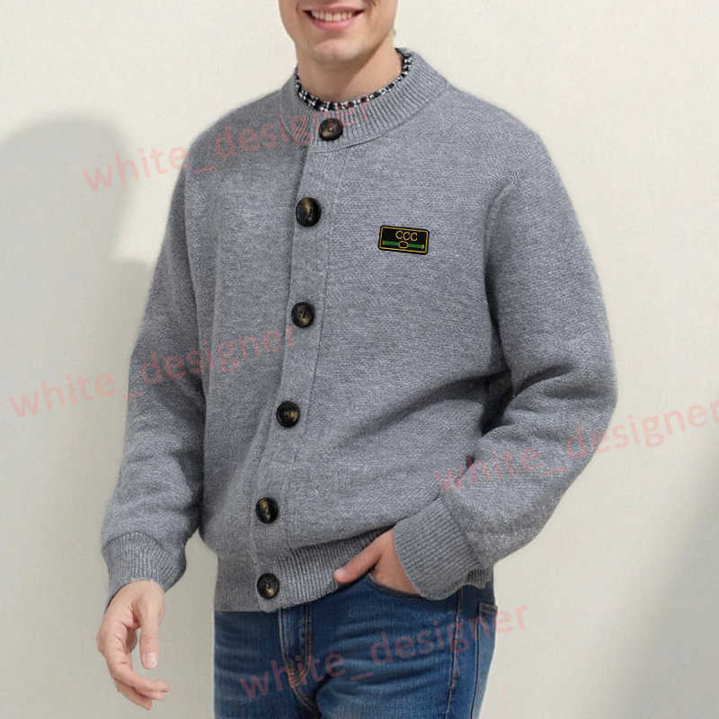 Designer Men's Sweaters Light Luxury 2025 Autumn Winter New High-Quality Thickened Men's Patchwork Fake Two-Piece Sweater Button Cardigan
