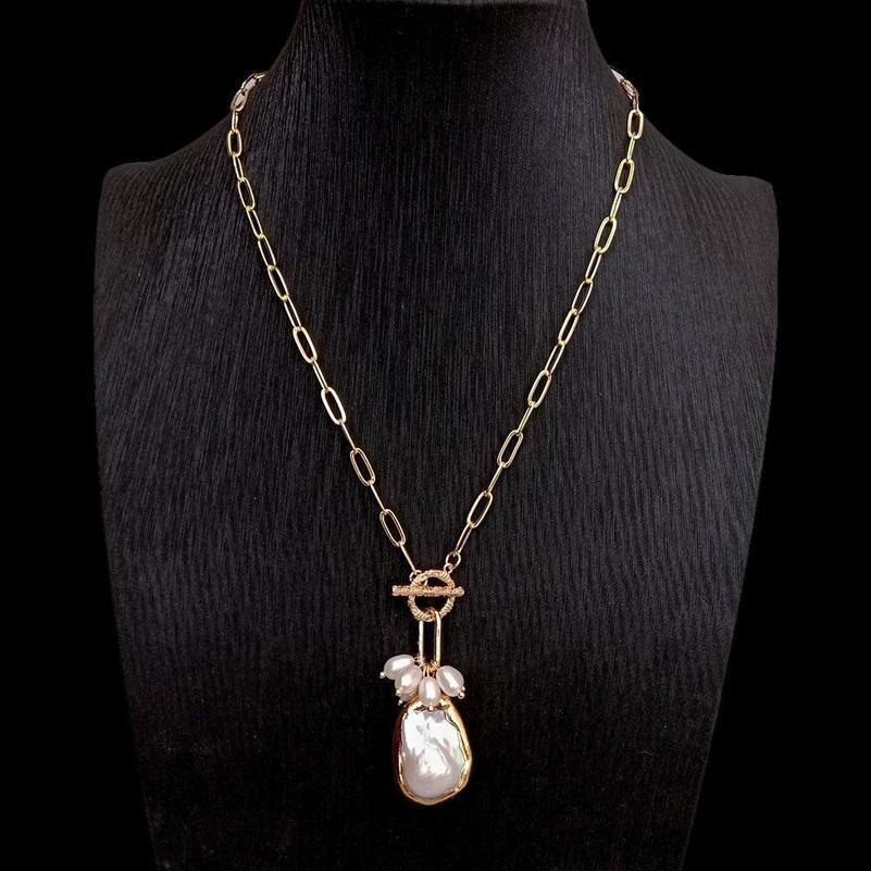 Chokers YYING White Keshi Pearl Pendant Gold Plated Chain Necklace Simple Gift Natural Jewelry Dropship 230920