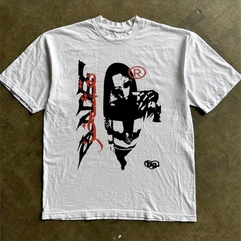 Y2K Harajuku Vintage Aesthetic Print Pure Cotton T-shirt Loose Casual O-neck Trend Top tee Grunge Punk Hip Hop Gothic Streetwear 240823