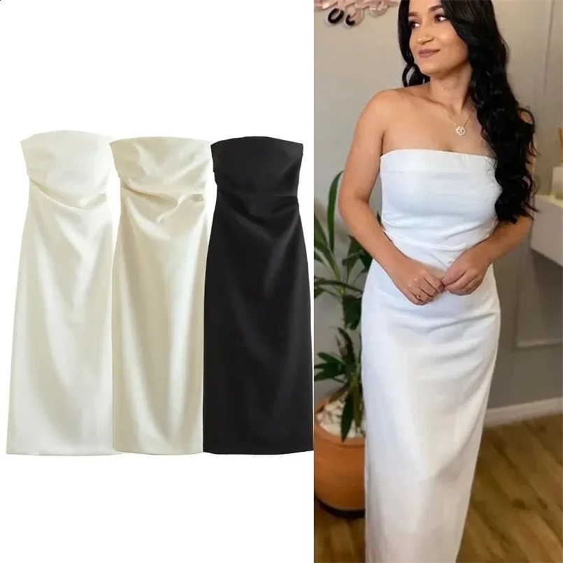 Asds Off spalla Bianco nero abito lungo Donne Bodycon Dress BEIGE MIDI DONNA SIMPARE SIMPARE SEXY SEXY DRESTI 240823