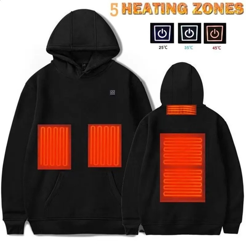 Five Zone Heating Hoodie Intelligent USB Electric Mens Clothing Sweatshirts Loose Spring Auutumn 241217