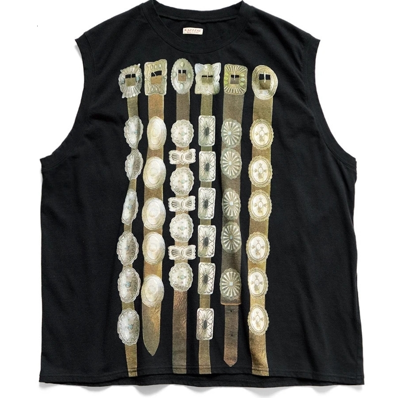 Harajuku Street Japanese Printed Sleeveless T-shirt Mens Summer Loose Vest Y2K Street Hip Hop Trendy Clothing 250318