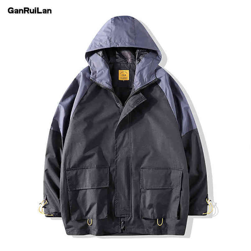 Spring Autumn Men's Jackets Hip Hop Jacket Windbreaker Hooded Casual Zipper Male Retro Vintage Streetwear Jackets B0764 210518