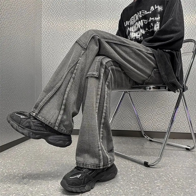 American style men and women spring and autumn high street workwear jeans hip-hop straight leg wide leg trendy casual pants y2k 231221
