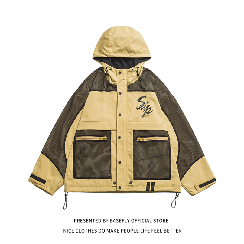 Mens Jackets Arrival Autumn Spring Patchwork Pockets Men Oversize Windbreaker Hoodied Jacket Unisex Women Retro Vintage Coat Chic 230809