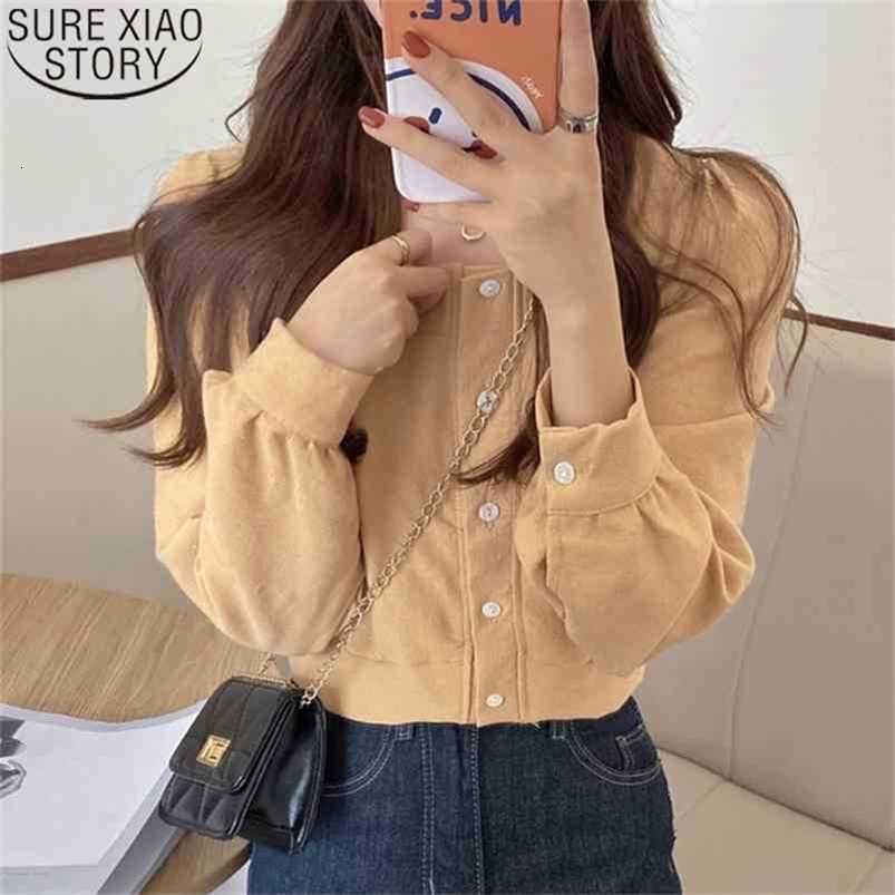 Fashion Square Collar Casual Tops Sweet Women Blouse Autumn Single-breasted Long Sleeve Shirt Female Korean Blouses 12747 210506