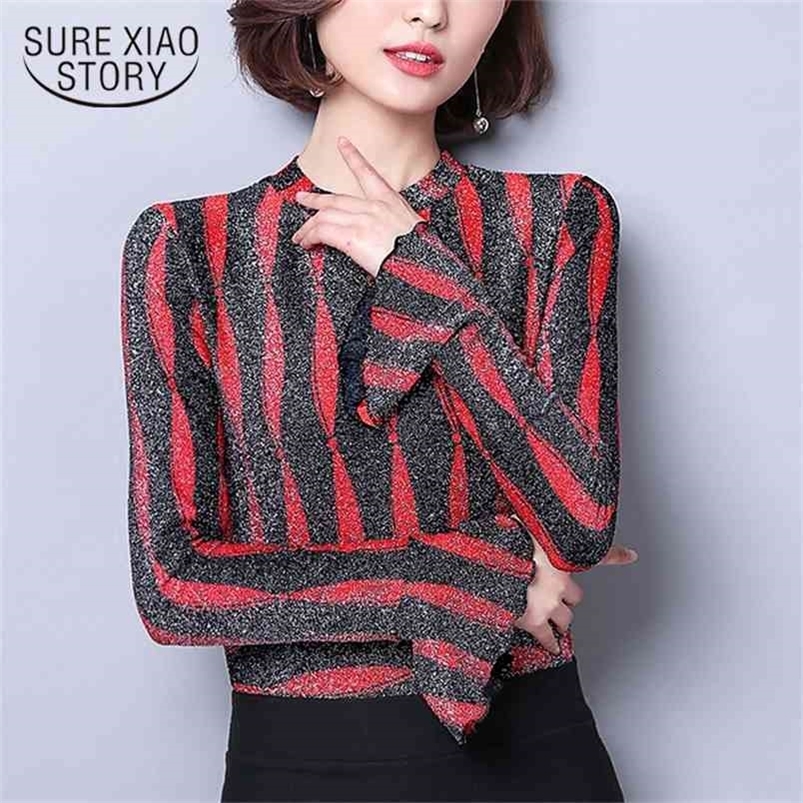 spring women clothing long sleeved blouses slim casual shirts tops o-neck fashion flare D460 30 210506