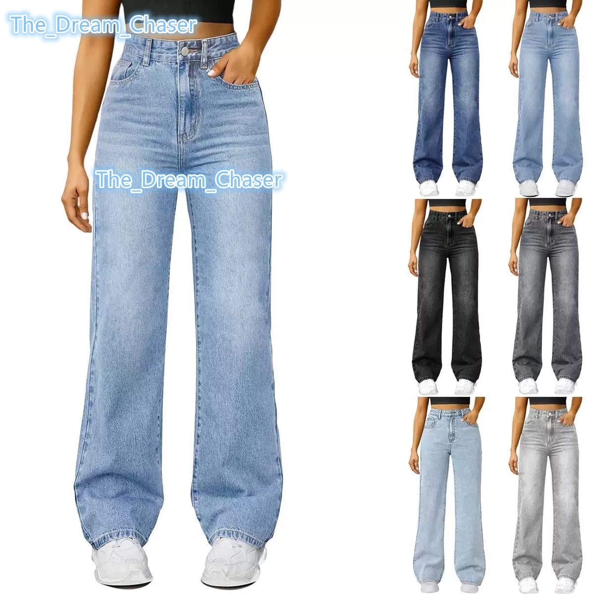 2024 Spring Autumn New Womens High Street Jeans Banana Pants American Retro Style High Waist Straight Loose Dipped Breathable