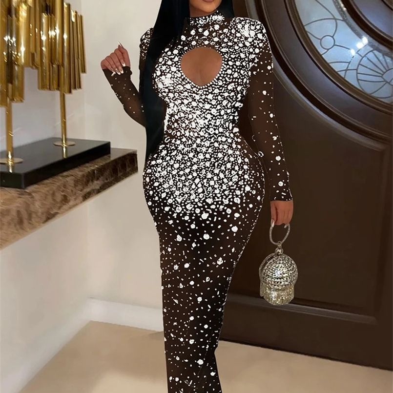 year Elegant Wedding Guest Rhinestones Black Long Maxi Dress Women Sexy See Through Mesh Crystal Gown Dance Birthday Vestido 240930