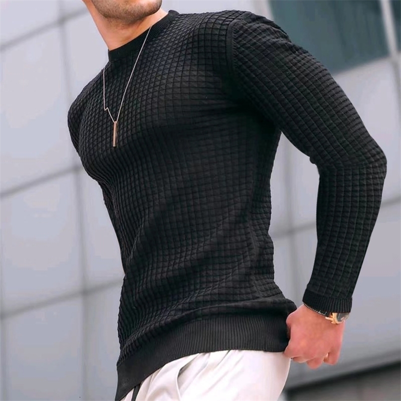 Men's Sweaters Fashion Men's Casual Long sleeve Slim Fit Basic Knitted Sweater Pullover Male Round Collar Autumn Winter Tops Cotton T-shir