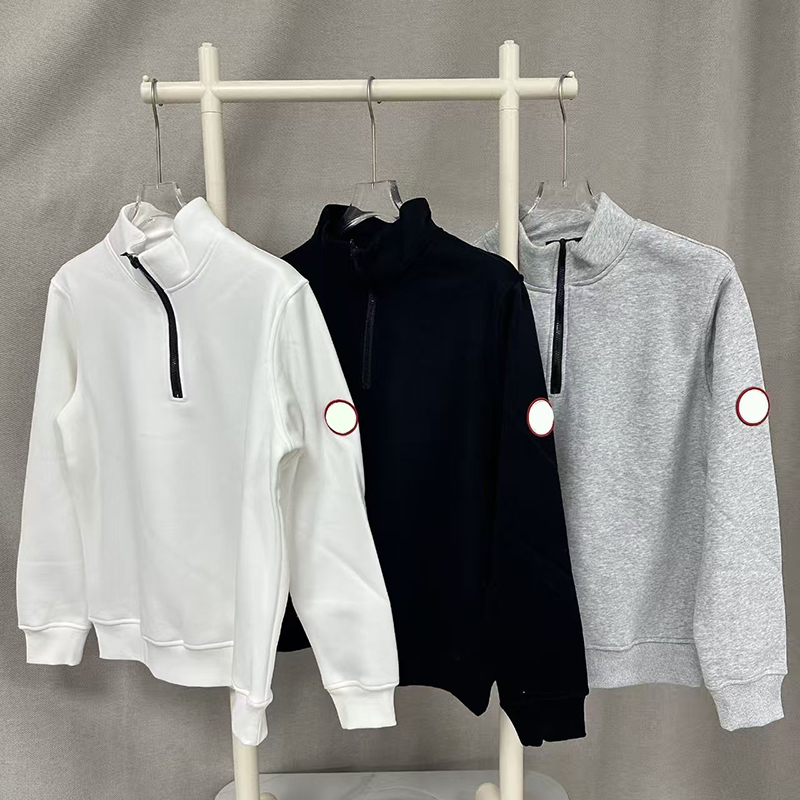 mens spider hoody Canadian stand-up collar half-zipper solid color badge hoodie fleece hoodie pullover hoodie long sleeve