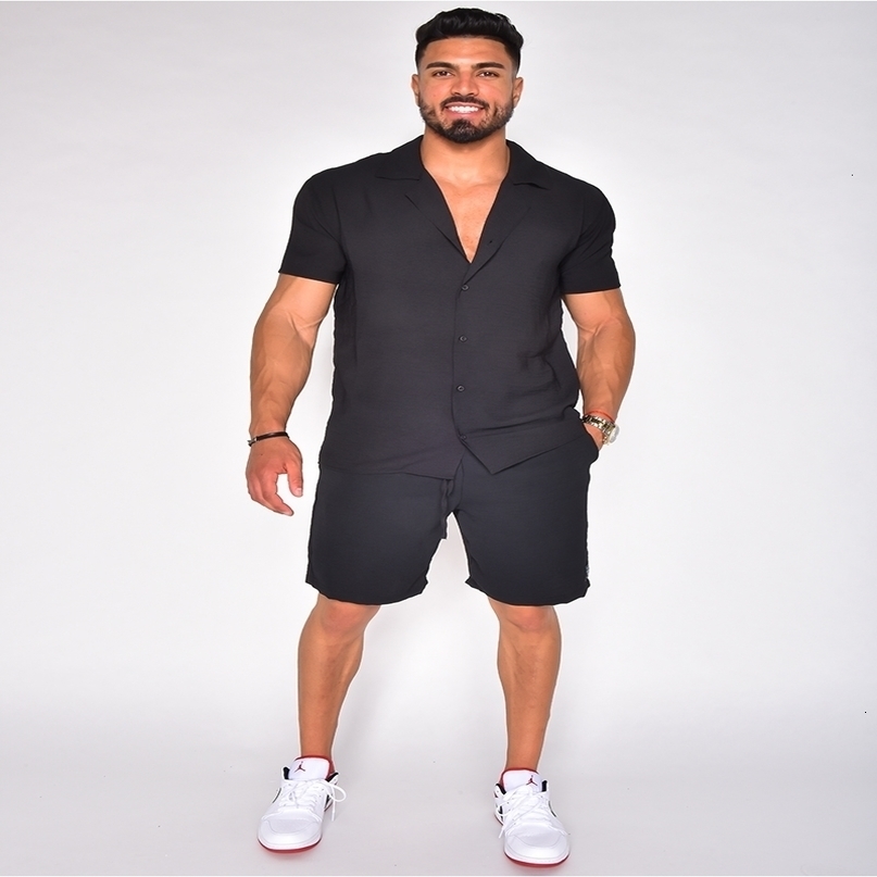 Mens Tracksuits Summer Classic Fashion Solid Color Cotton Linen TwoPiece Casual Large Size Comfortable HighQuality Suit 230418