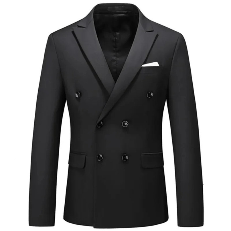 Fashion Mens Casual Boutique Business Solid Color Double Breasted Suit Jacket Blazers Coat 240412
