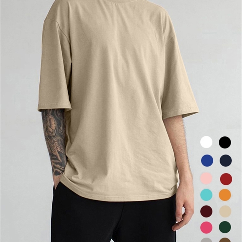 Men's T-Shirts Honovasan Oversized 100% Cotton T Shirts Mens Summer Solid O-neck Short Sleeve Tees women Trendy Loose Basic Streetwear Tops 230