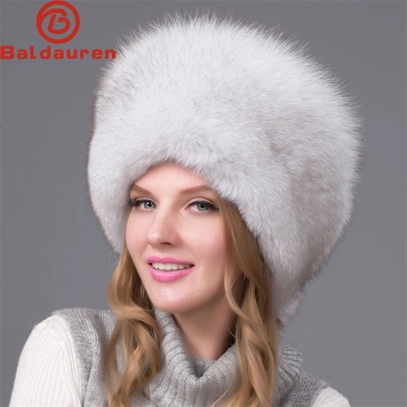 2024 100% natural Fox Fur Hat Women Cap Thick Fur Cap Winter Warm Hat Female Fashion For Women Hat With Earmuffs Hat241224bj