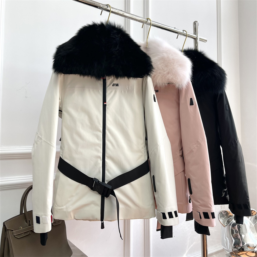 Down Jacket Designer Ski Suit Set for Women Warm Long Sleeve Fur Collar Coat Skiing Down Coat Fashion Winter Jacket Lightweight Fluffy Simple Slim S