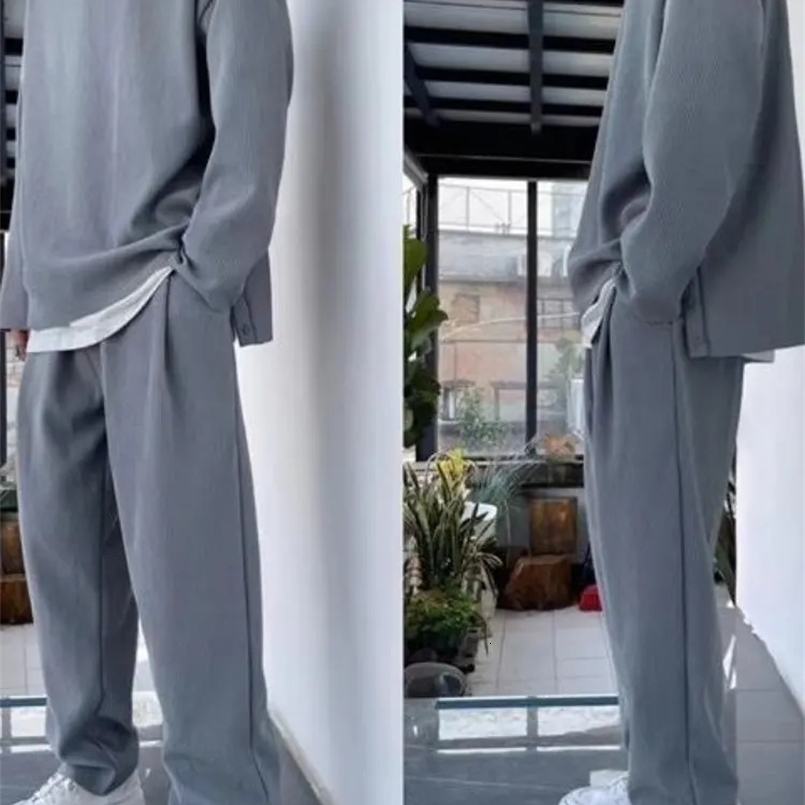 Juspinice Mens Tracksuit Autumn Plus Fleece Sweatshirts Two Piece Set Casual Oversized Solid Male Sports Suit Trousers Sets MEN 240830