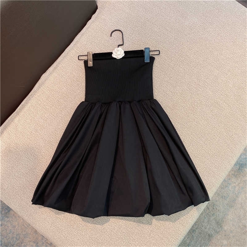DEAT Summer Fashion Women Clothes Strapless Female SEXY High Waist A-line Dress WR68701L 210709