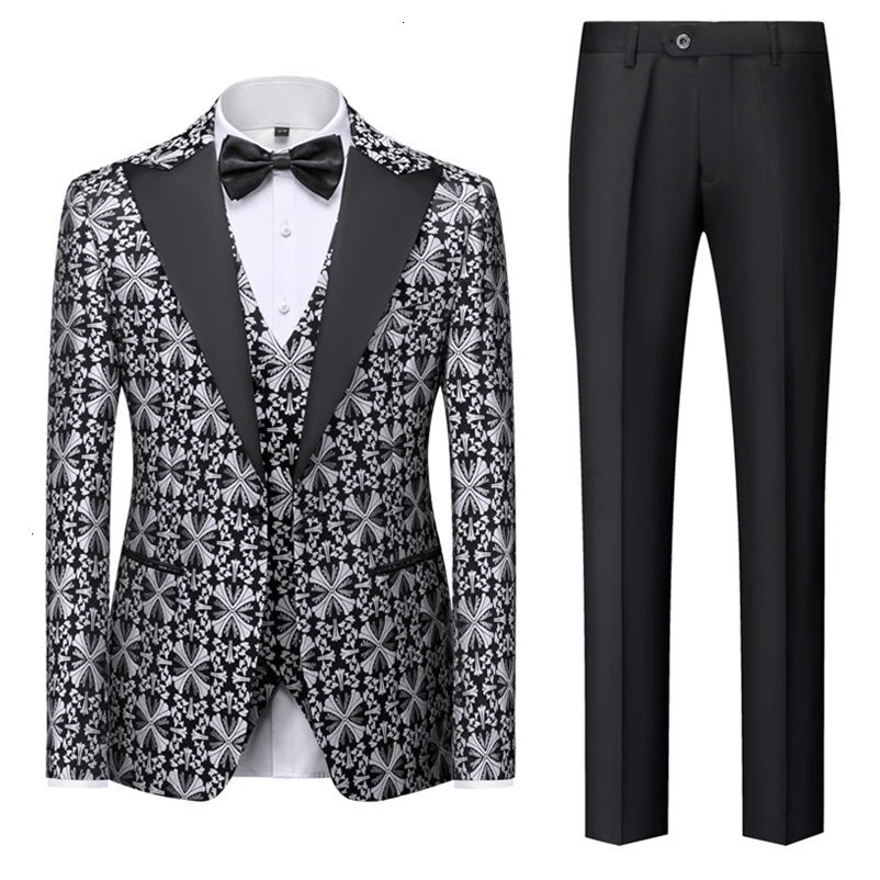 Men's Suits Blazers Blazer VestPants Boutique Fashion Printing Men's Casual Formal Office Business Tuxedo Groom Wedding Dress Party Suits