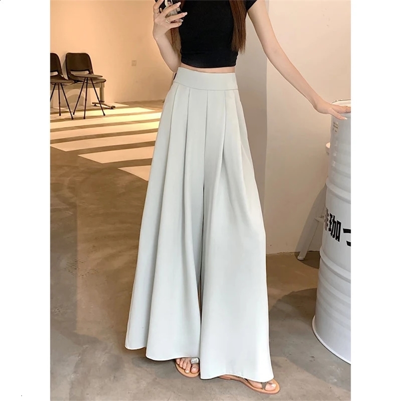 MEXZT Solid Wide Leg Pants Women Korean Pleated Black Suit Pants Summer Fashion Elegant High Waist Baggy Straight Trousers 240729