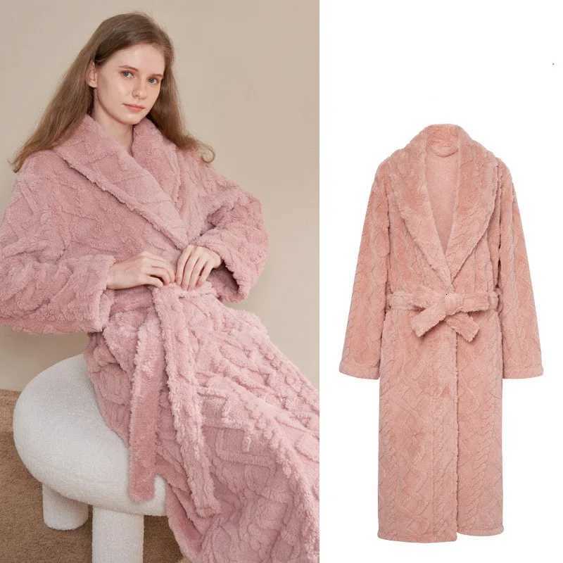 New Coral Velvet Thicken Fleece Bathrobe Womens Sleepwear Autumn Winter Morning Robe Room Wear Home Clothes Warm Snow Robes Z250924