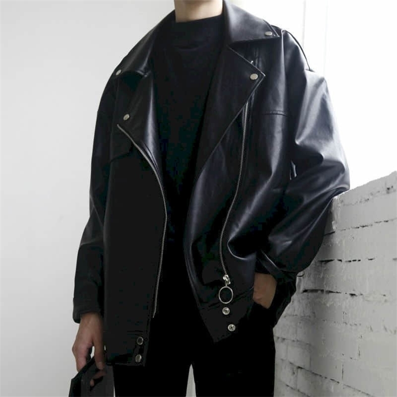 Men's Jackets Motorcycle leather men women Korean loose oversize jacket youth short jacket couple street fashion cool clothing hiphop outwear 2