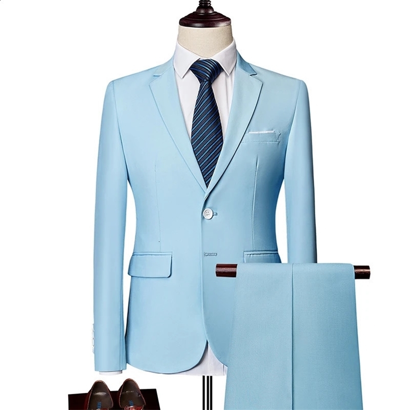 JacketPants Latest Men Suit Set Formal Blazers Slim Fit Business Tuxedo 2 Pcs Suit Grooms Dress Man Suit S-6XL 240726